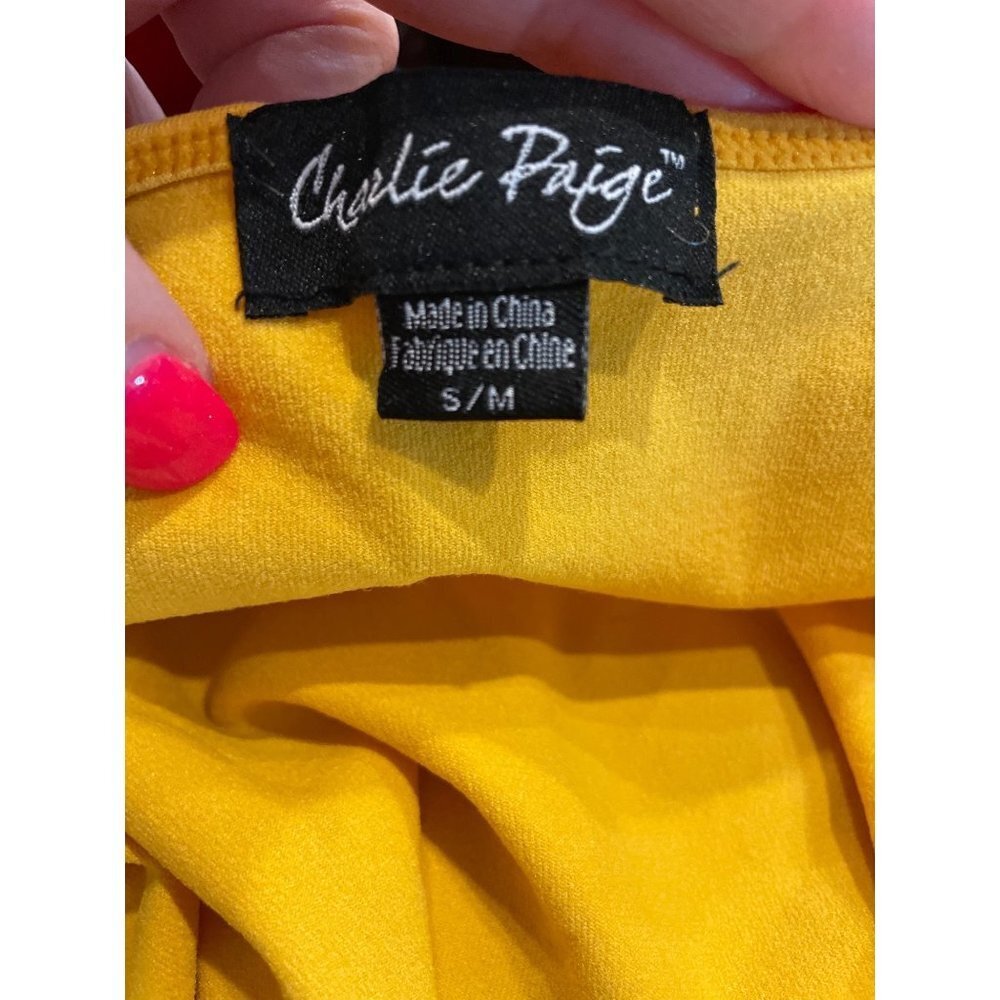 Charlie Page Yellow Long Camisole Top with Adjustable Straps Sz S - Picture 4 of 6